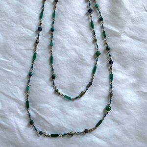 Teal Beaded Long Necklace
